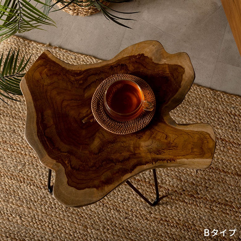 サイドテーブル切り株天然木木製ウッド無垢チーク木約W45cmD45cmH50cmナチュラルテーブルソファテーブル木製テーブルナイトテーブルプランターテーブル花台フラワースタンド飾り台室内屋内切株おしゃれ北欧インテリア家具アジアン[14024]