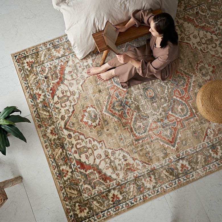 ラグ ラグマット ウィルトン織 メダリオン柄 エジプト製 約 200×250cm