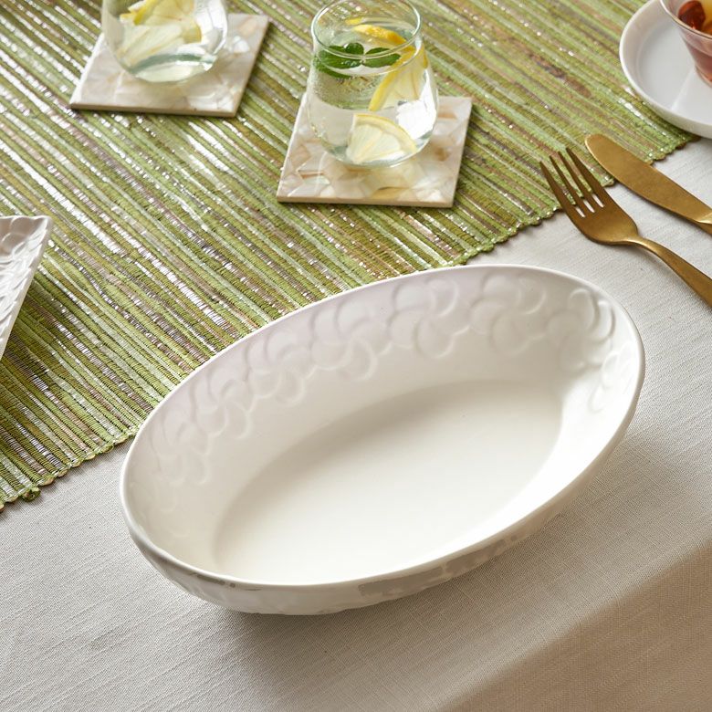 プレート プルメリア オーバルボウル 楕円皿 約 W 25cm D 17cm H 5cm