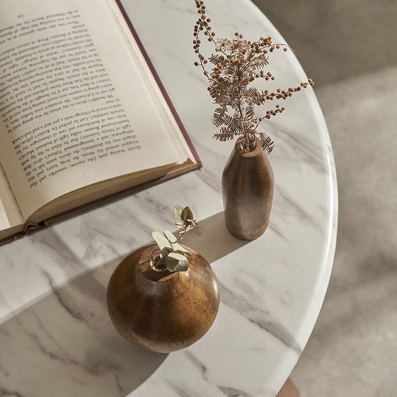 一輪挿し フラワーベース 木製 マンゴー ウッド 天然木 ガラス 花瓶 約