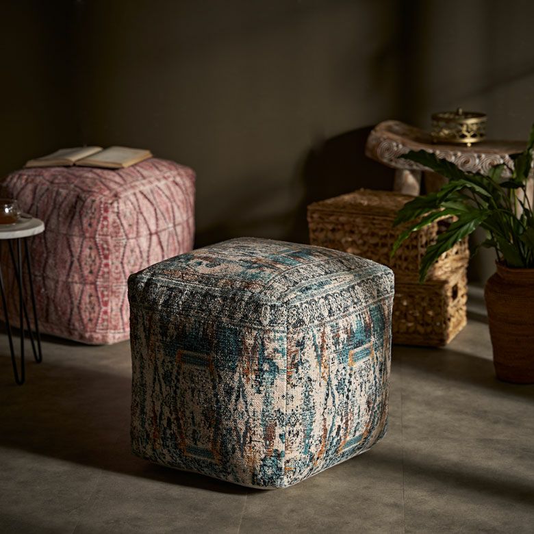 プフ クッション オットマン スツール オールドキリム風 正方形 約 W