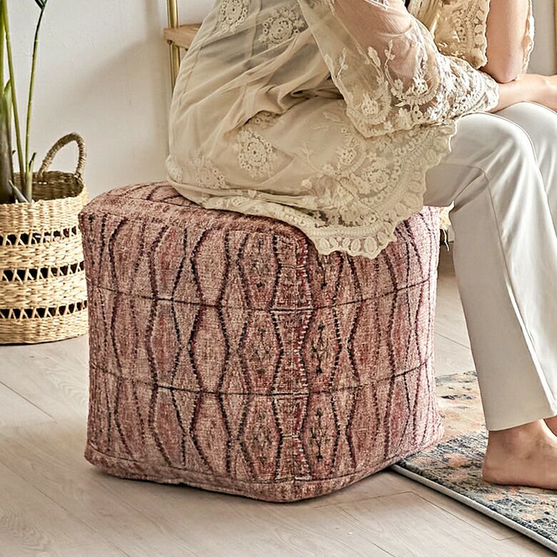 プフ クッション オットマン スツール オールドキリム風 正方形 約 W