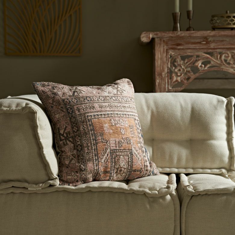 クッションカバー オールドキリム風 正方形 四角 約 W 45cm D 45cm H