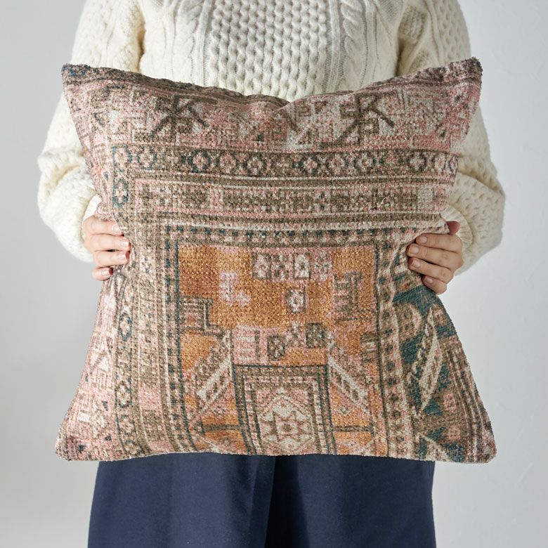クッションカバー オールドキリム風 正方形 四角 約 W 45cm D 45cm H