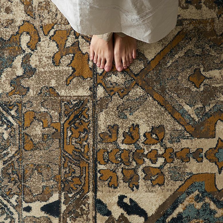 ペルシャ風幾何学模様ラグ 200×250cm ウィルトン織り アンティーク調