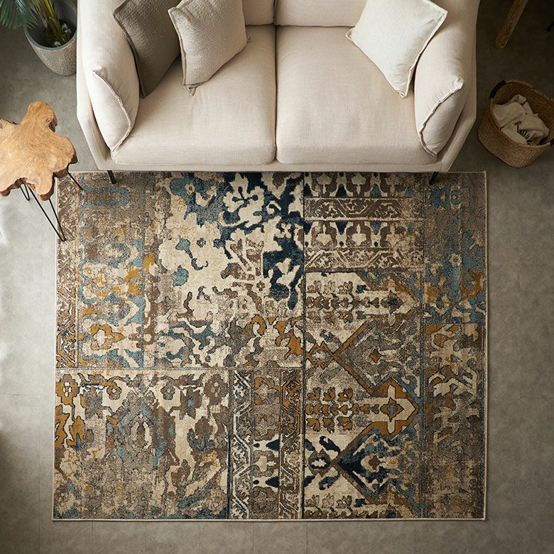 ペルシャ風幾何学模様ラグ 200×250cm ウィルトン織り アンティーク調