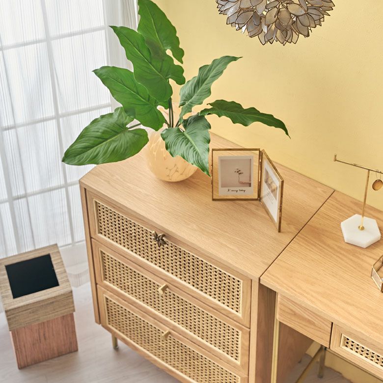 チェスト 3段 タンス 収納 引き出し ラタン 籐 ウッド 木製 約 W 60cm