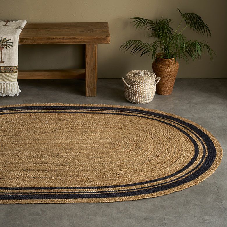 ラグ カーペット ジュートラグ 幅190cm 130×190 楕円形 約 W 130cm D