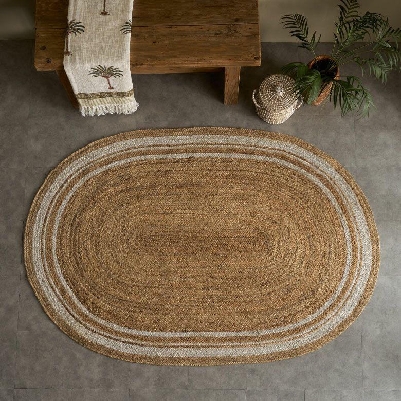ラグ カーペット ジュートラグ 幅190cm 130×190 楕円形 約 W 130cm D