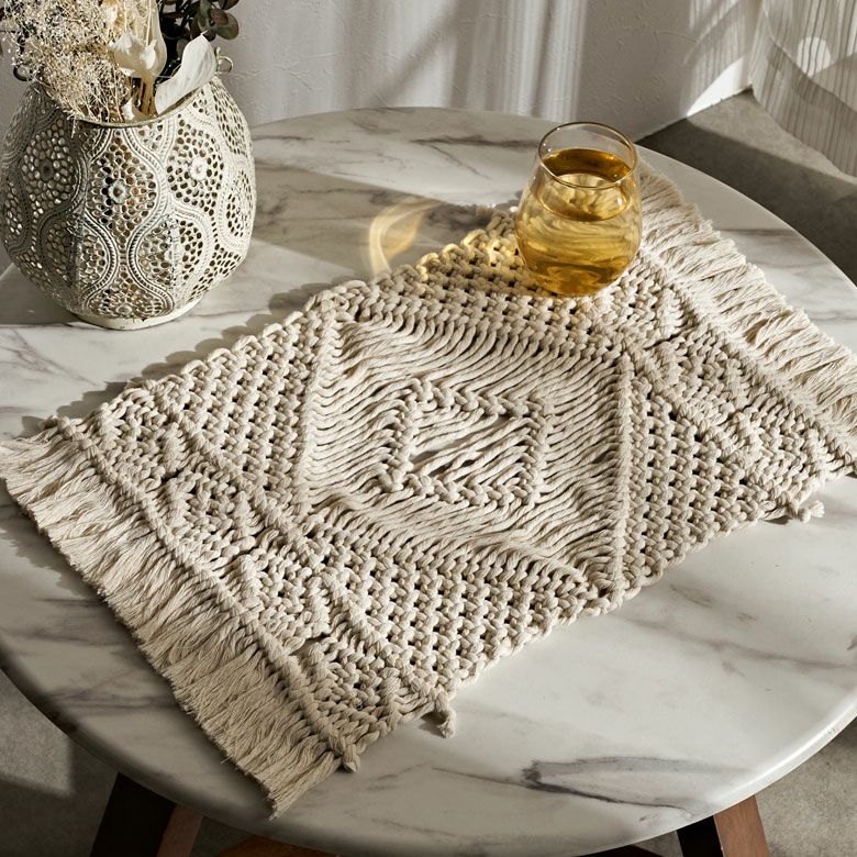 ランチョンマット マクラメ編み マクラメロープ プレイスマット 約 W