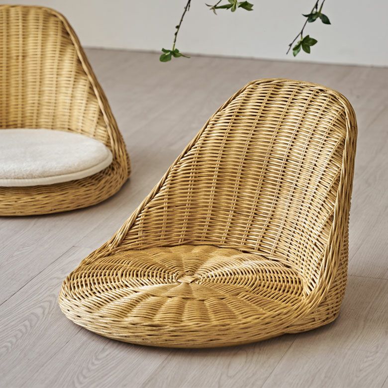 座椅子 ラタン 籐 天然素材 椅子 いす イス チェア 背もたれ 約 W 43cm