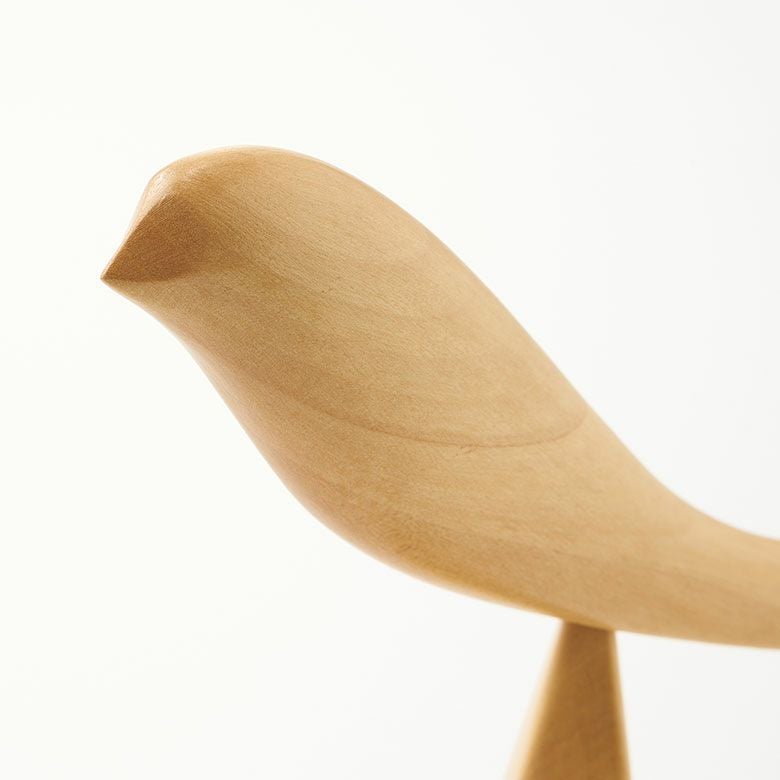 鳥の尾が靴べらになる木製バードオブジェ 親鳥 スタンド付き 約W28×D5