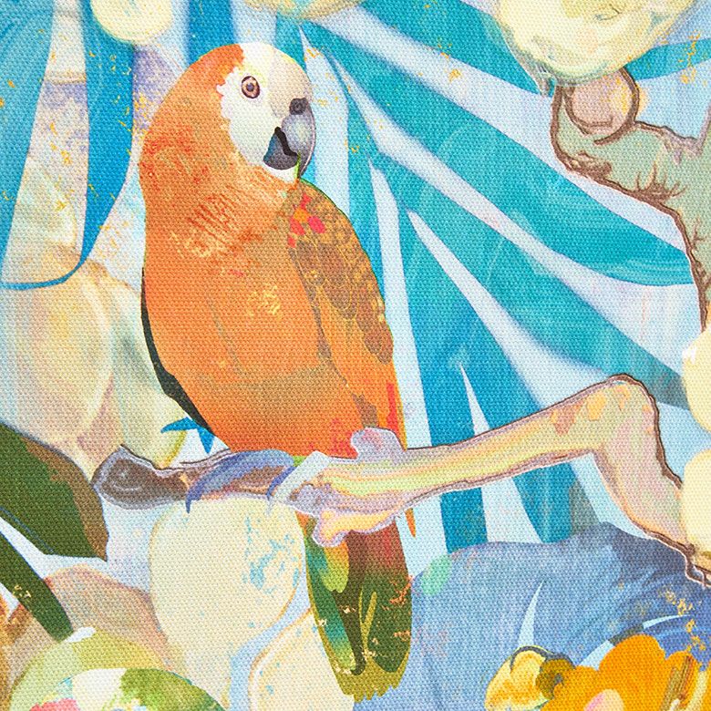 アートパネル インコ 鳥 フラワー 花 キャンパス パネル 約 W 30cm D