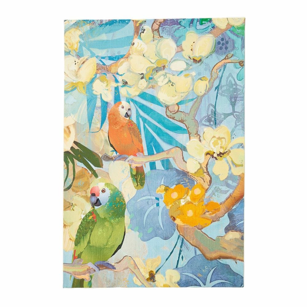 アートパネル インコ 鳥 フラワー 花 キャンパス パネル 約 W 30cm D