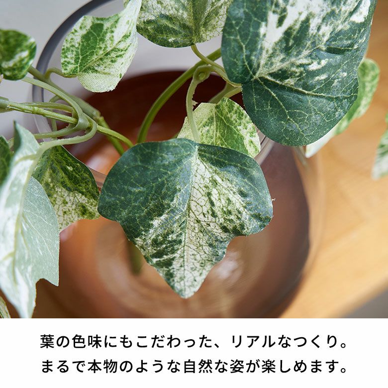再生PET製サステナブルなアイビーのフェイクグリーン 斑入り 高さ28cm