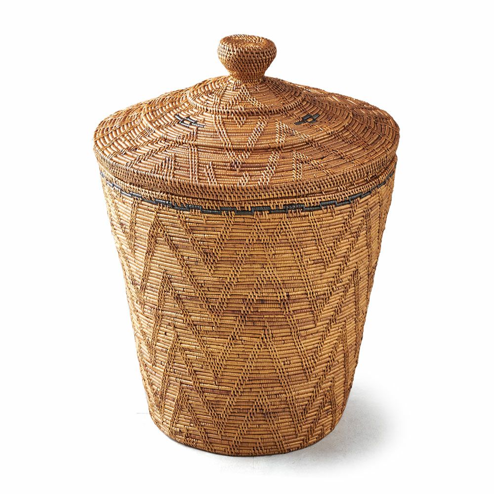 バスケット ふた付き ポットタイプ Mサイズ 壺型 アタ 約 W 38cm D