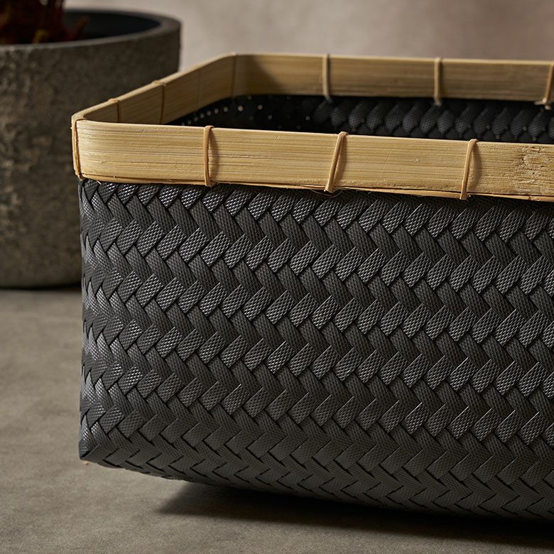 バスケット Lサイズ かご 27.6L バンブー 竹 プラスチック 約 W 40cm D
