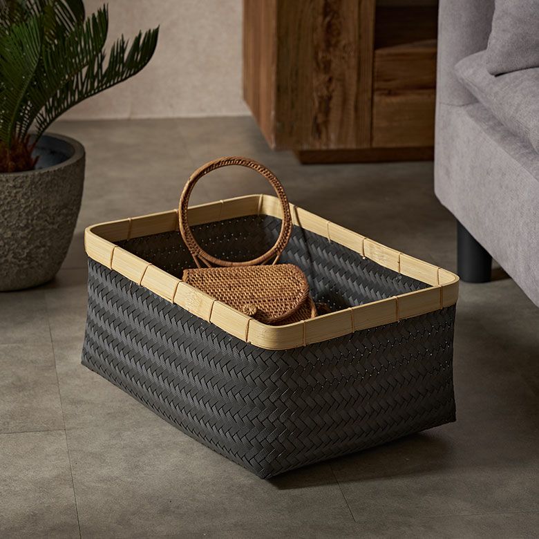 バスケット Lサイズ かご 27.6L バンブー 竹 プラスチック 約 W 40cm D