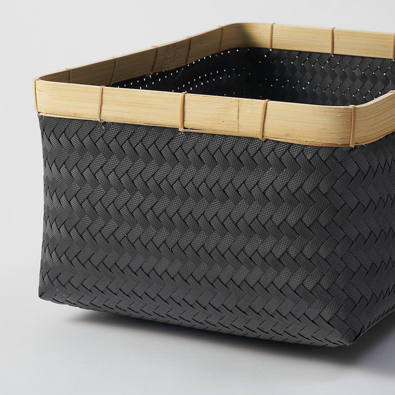 バスケット Lサイズ かご 27.6L バンブー 竹 プラスチック 約 W 40cm D