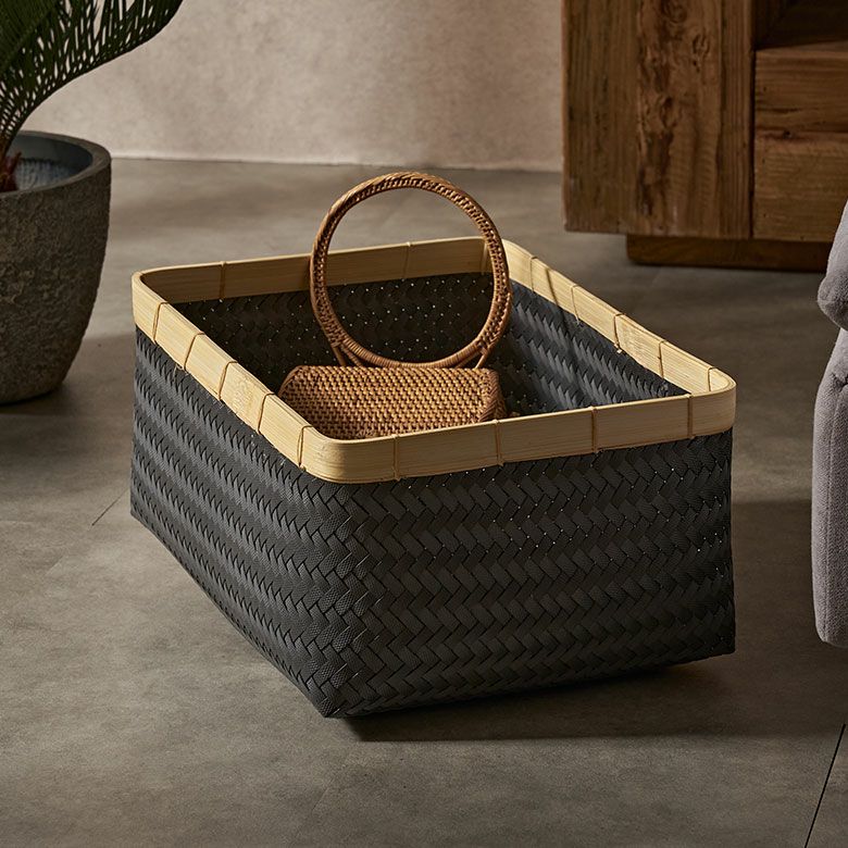 バスケット Lサイズ かご 27.6L バンブー 竹 プラスチック 約 W 40cm D