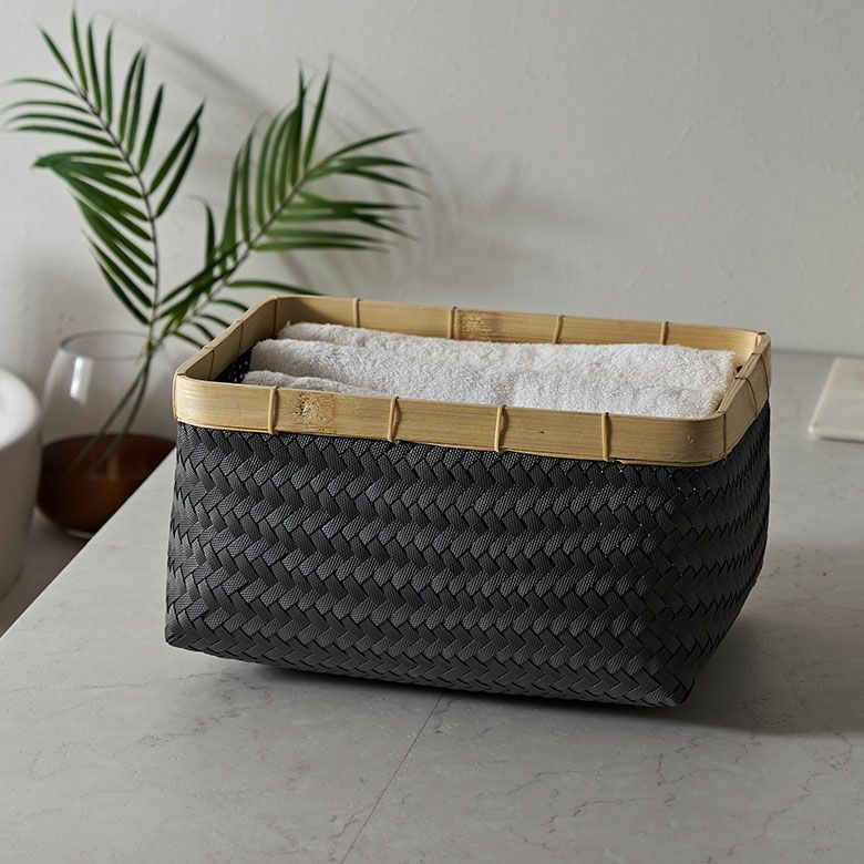 バスケット Mサイズ かご 16L バンブー 竹 プラスチック 約 W 35cm D