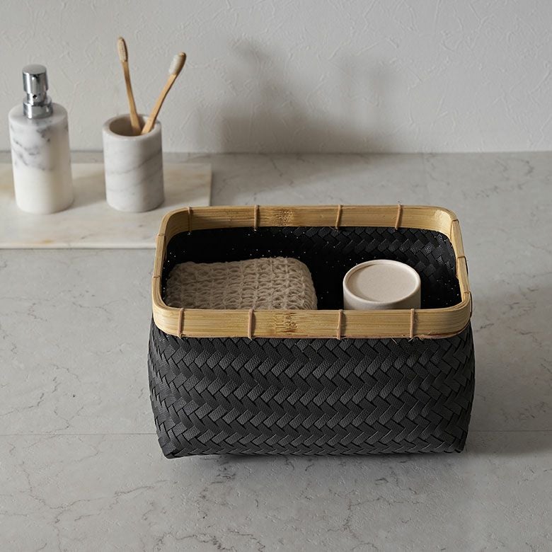 バスケット Sサイズ かご 9.7L バンブー 竹 プラスチック 約 W 30cm D