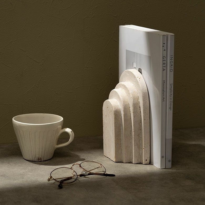 大理石 ブックエンド ストーン 天然石 本立て ブックスタンド 約 W