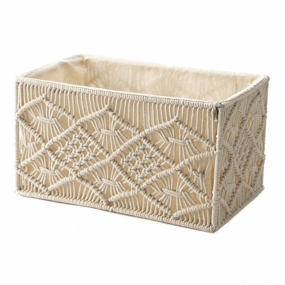 バスケット 収納バスケット 長方形 スクエア Mサイズ マクラメ
