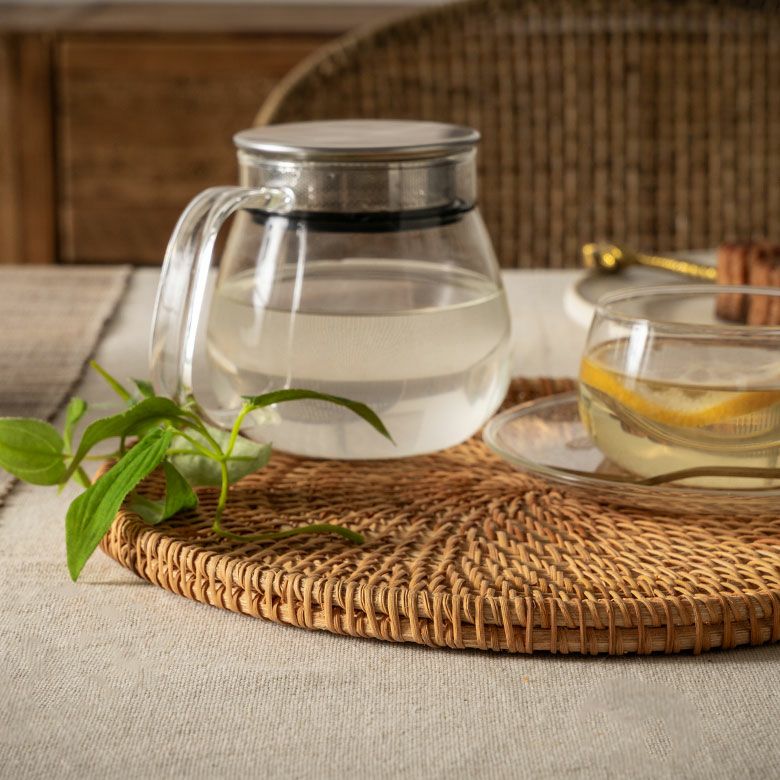 トレイ ラタン 籐 約 W 27cm D 27cm H 1.5cm ナチュラル ラウンド 丸