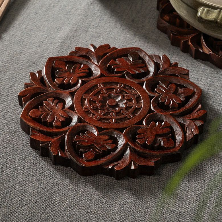 木彫りのアジアンオブジェ[プリミティブディスク][9208]【アジアン雑貨