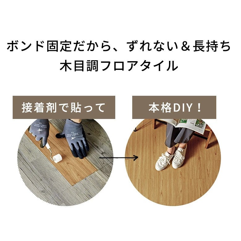 フロアタイルボンド施工タイプ床材12枚セット約1畳ブラウンベージュ木目調フローリングタイルマットカーペット床フロアナチュラルフロアシート低コスト耐久性耐水性接着剤必要おしゃれ北欧リゾートインテリアDIYアジアン[set12-85000]