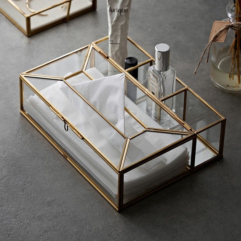 ティッシュケース ティッシュボックス リモコンラック ガラス 真鍮