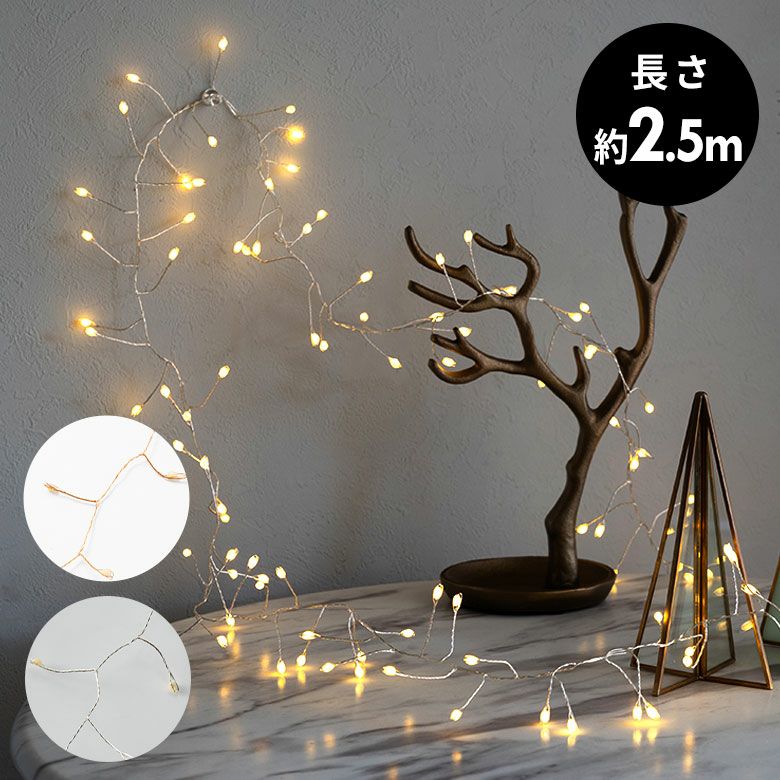 LEDライト クリスマス 電飾 LED ワイヤー 250cm 2.5m タイマー