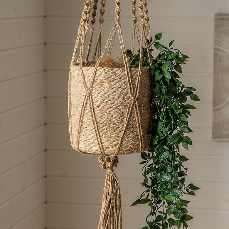 プラントハンガー ハンギングプランター ジュート 麻 マクラメ 約 W