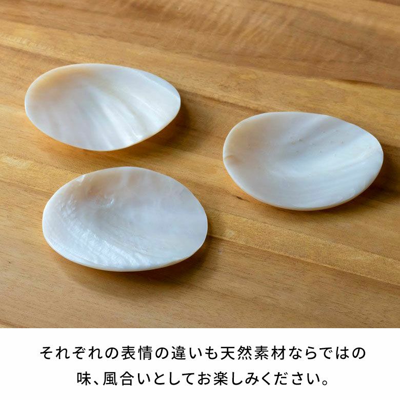 上品な光沢が美しいシェルの小皿 カービングプレート 約W9.2×D7.3×H0