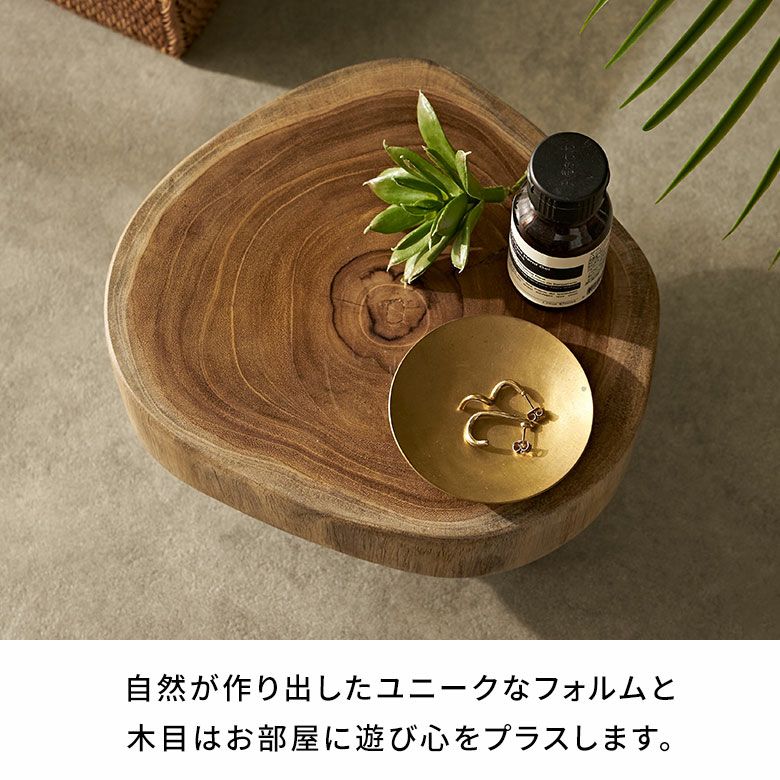 デコレーショントレイ 脚付き 木製 天然木 切り株 アイアン 約 W 20cm