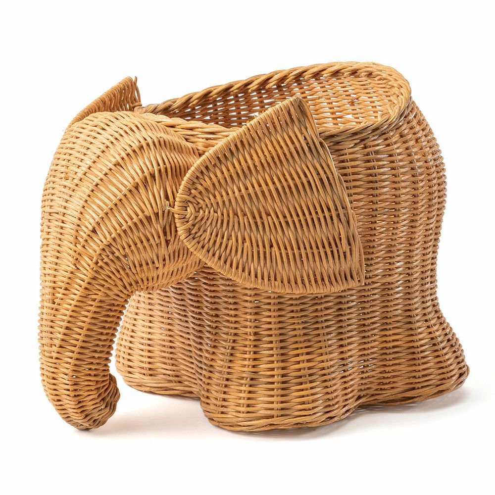 プランターカバー 象 象さん 籐 ラタン 6号鉢 約 W 38cm D 25cm H 26cm