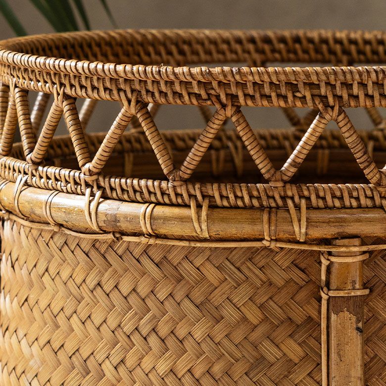 バスケット かご 約 15L 7号 Mサイズ ラタン バンブー 籐 竹 深型 約 W