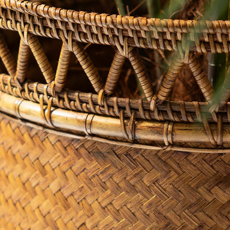 バスケット かご 約 20L 8号 Lサイズ ラタン バンブー 籐 竹 深型 約 W