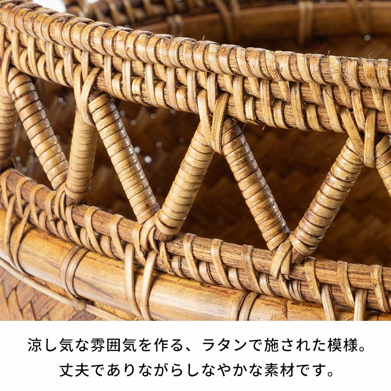 バスケット かご 約 20L 8号 Lサイズ ラタン バンブー 籐 竹 深型 約 W