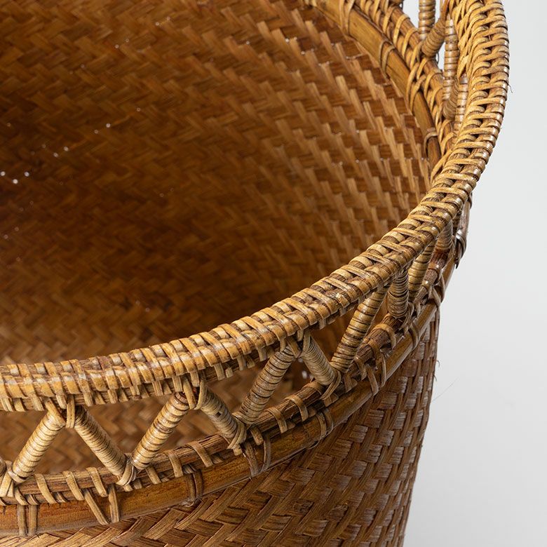 バスケット かご 約 20L 8号 Lサイズ ラタン バンブー 籐 竹 深型 約 W