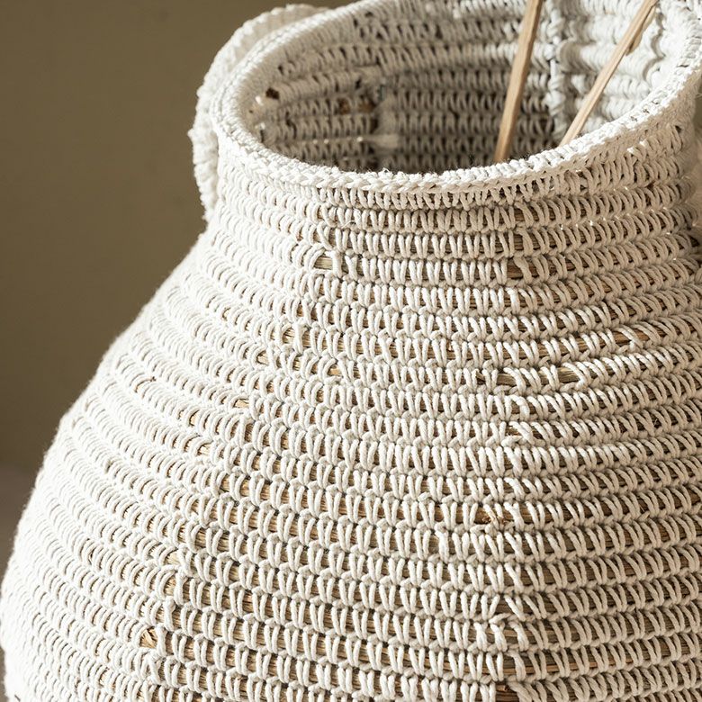 バスケット かご 約 59L シーグラス 深型 壺 つぼ 持ち手つき 約 W