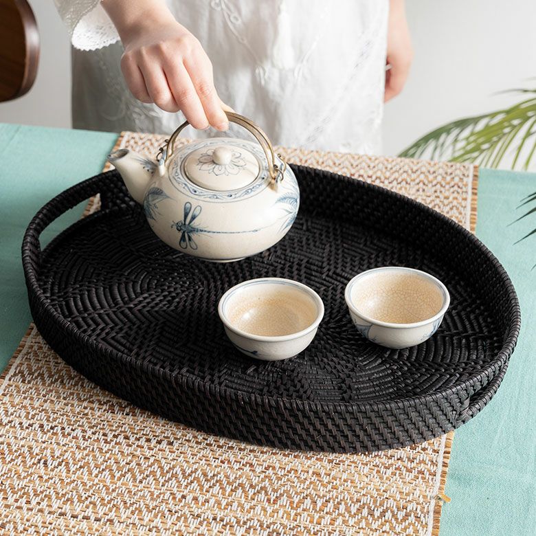 アタ製楕円形の薄型お盆トレイ [A][2721]【アジアン雑貨のアジア工房