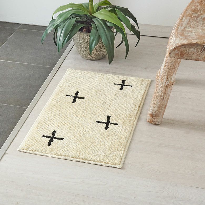 日本製ラグラグマット玄関マット室内約45×70cm国産ベニオワレン風クロス長方形防ダニ抗菌防臭洗えるカーペット絨毯じゅうたんホットカーペット床暖房対応可敷物マットオールシーズンおしゃれ北欧リゾート雑貨インテリアアジアン[84349]