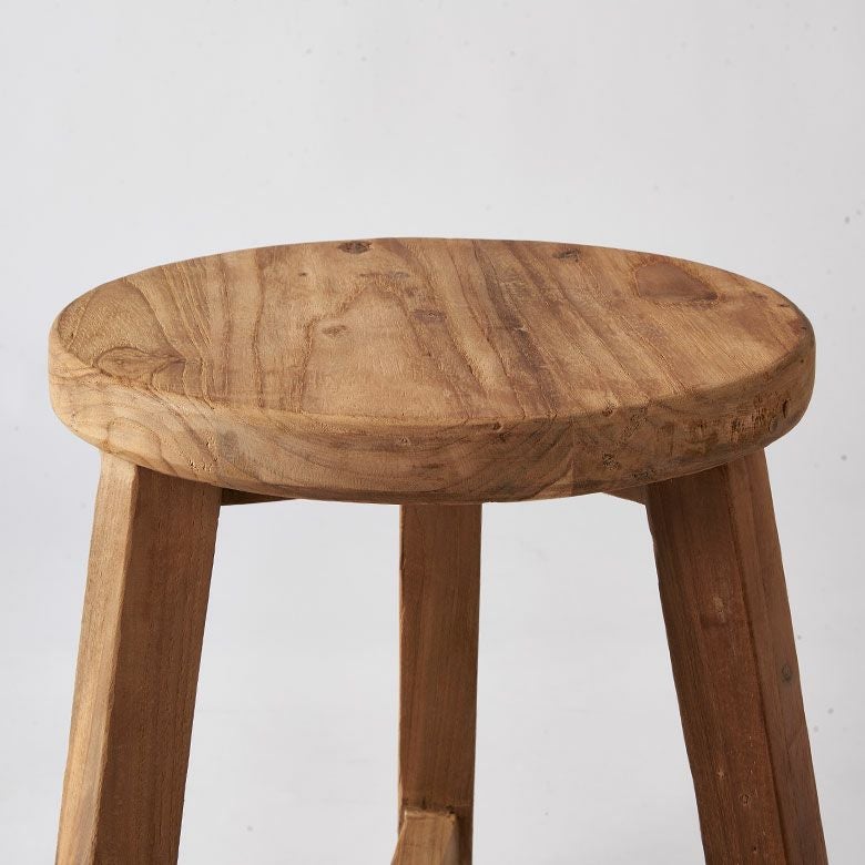 スツール チークウッド 天然木 木製 ショートタイプ 古材 約 W 36cm D