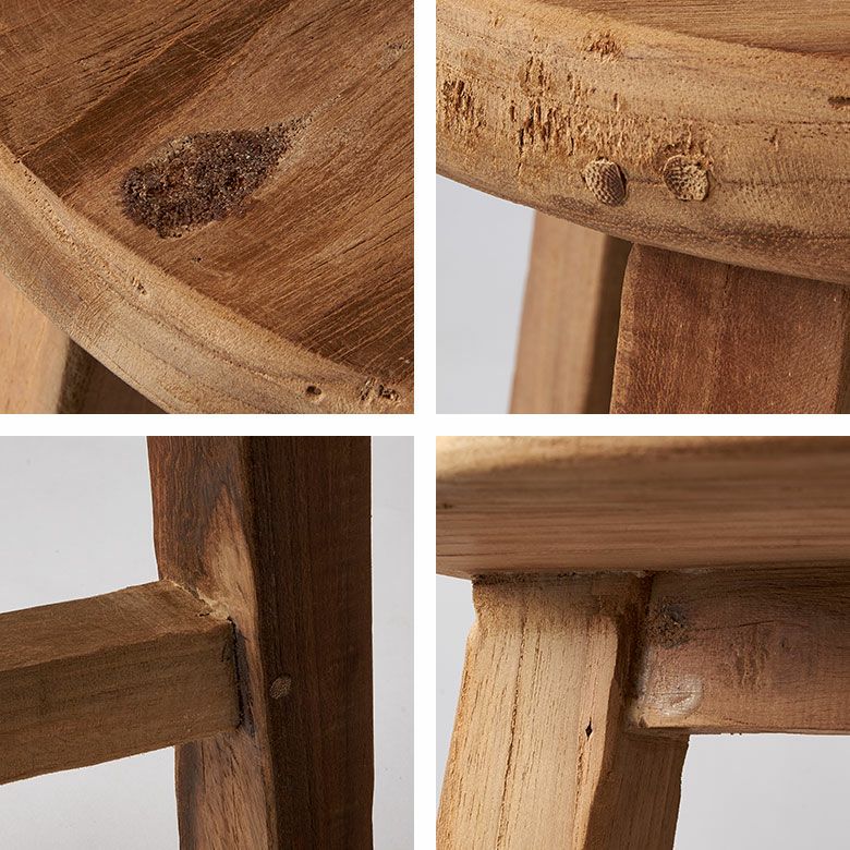 スツール チークウッド 天然木 木製 ハイタイプ 古材 約 W 40cm D 40cm