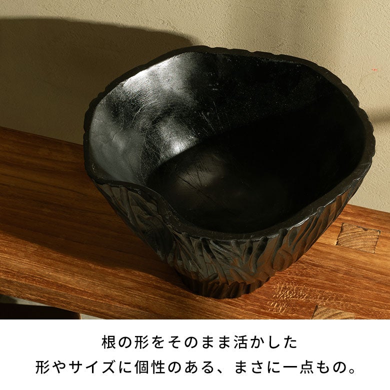 ボウル木製チークウッドトレイトレー約W27cmD22cmH20cmウッドボウルデコレーショントレイダイニングテーブルディスプレイアート収納小物入れナチュラルフルーツバスケットオブジェおしゃれ北欧リゾート雑貨インテリアアジアン[14055]