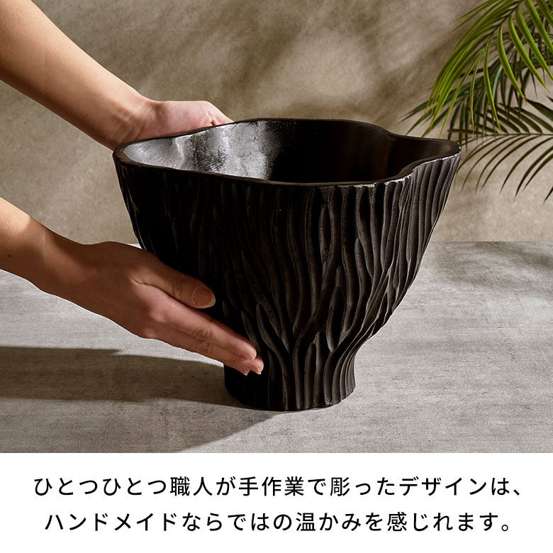 ボウル木製チークウッドトレイトレー約W27cmD22cmH20cmウッドボウルデコレーショントレイダイニングテーブルディスプレイアート収納小物入れナチュラルフルーツバスケットオブジェおしゃれ北欧リゾート雑貨インテリアアジアン[14055]