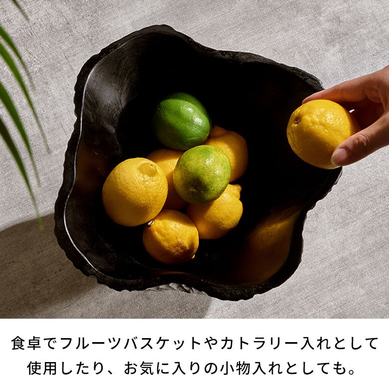 ボウル木製チークウッドトレイトレー約W27cmD22cmH20cmウッドボウルデコレーショントレイダイニングテーブルディスプレイアート収納小物入れナチュラルフルーツバスケットオブジェおしゃれ北欧リゾート雑貨インテリアアジアン[14055]