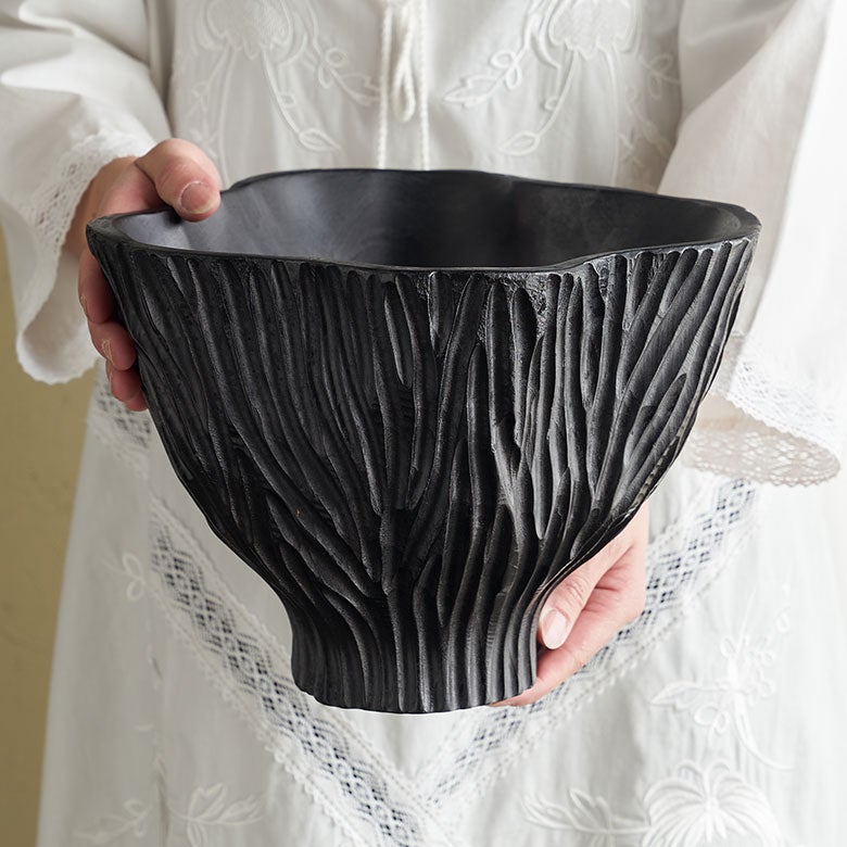 ボウル木製チークウッドトレイトレー約W27cmD22cmH20cmウッドボウルデコレーショントレイダイニングテーブルディスプレイアート収納小物入れナチュラルフルーツバスケットオブジェおしゃれ北欧リゾート雑貨インテリアアジアン[14055]